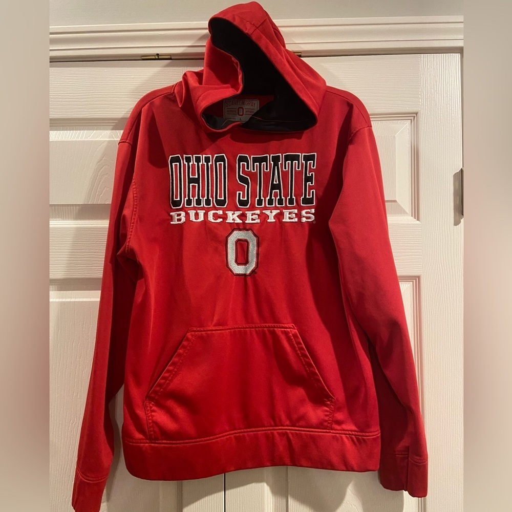 Ohio State Buckeyes Sweatshirt Mens L Red Scarlet & Gray Pullover Hoodie